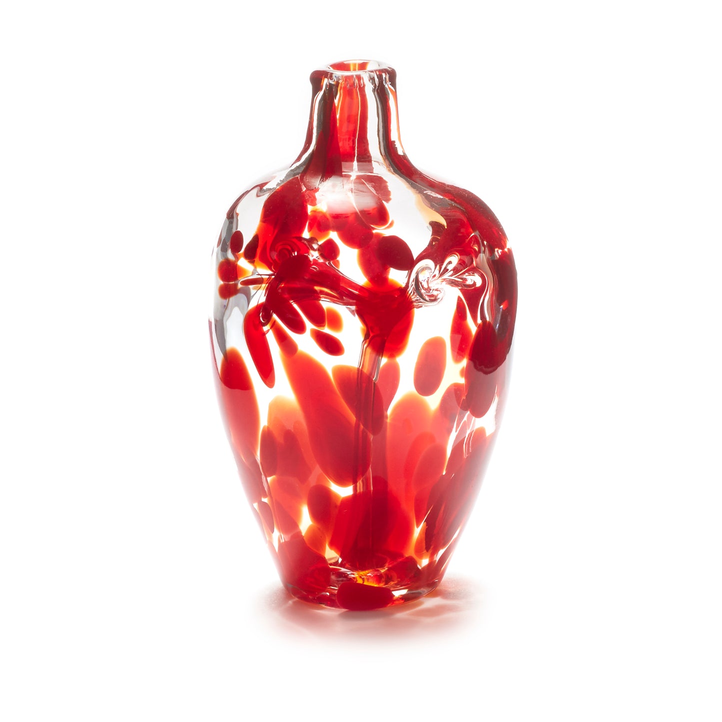 Miniature hand blown glass vase. Ruby red glass.